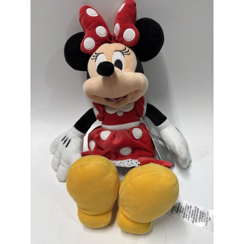 Disney Store Minnie Mouse Classic Plush 14" Red Polka Dot Dress Stuffed w/Tag